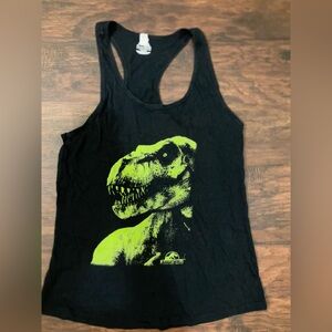 Black Tank Top with Dinosaur Graphic Jurassic Park T Rex